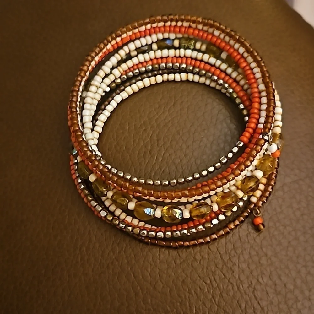 Vintage Glass Beaded Ethnic Wrap Bracelet